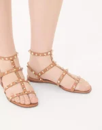 Valentino Rockstud Flat Calfskin Sandal With Straps - Image 7
